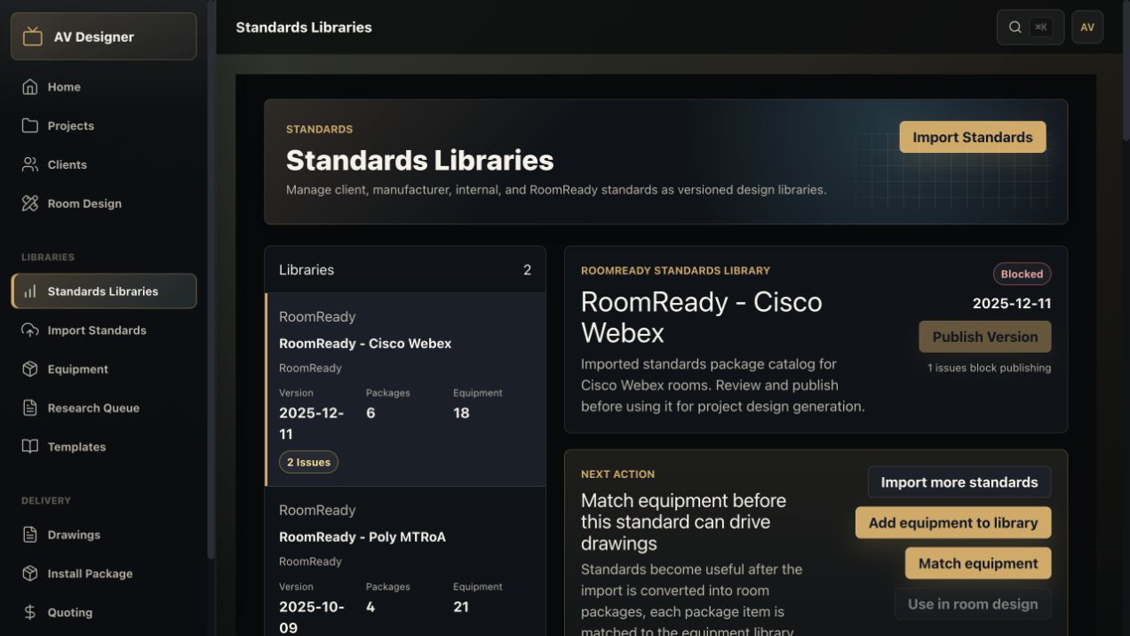 AV Designer standards library